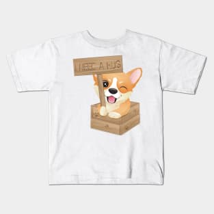 Cute little corgi holding a signboard tshirt Kids T-Shirt